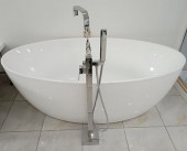 Acur Frestanding Tub with Floor Standing Square Shower (Full Acrylic)