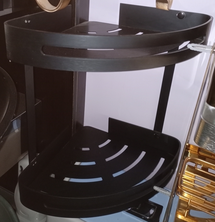 2 Steps Black Bathroom Shelf Frakem