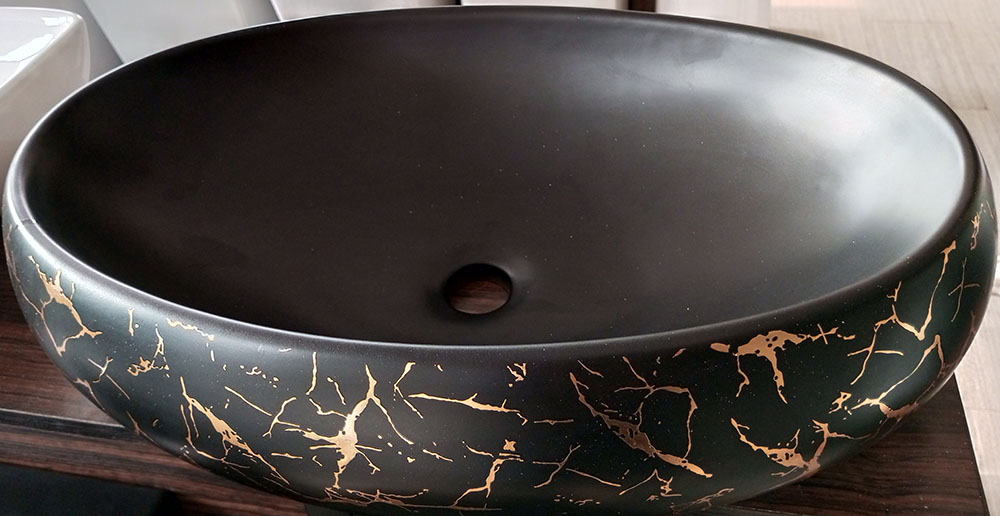 Luxury Black Oval Countertop Bathroom Basin Frakem